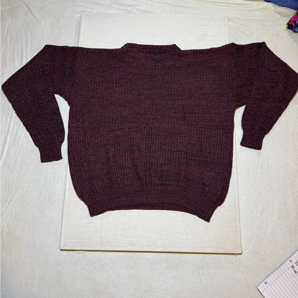 Perspective Maroon and Black Knit Sweater - Picture 3 of 4